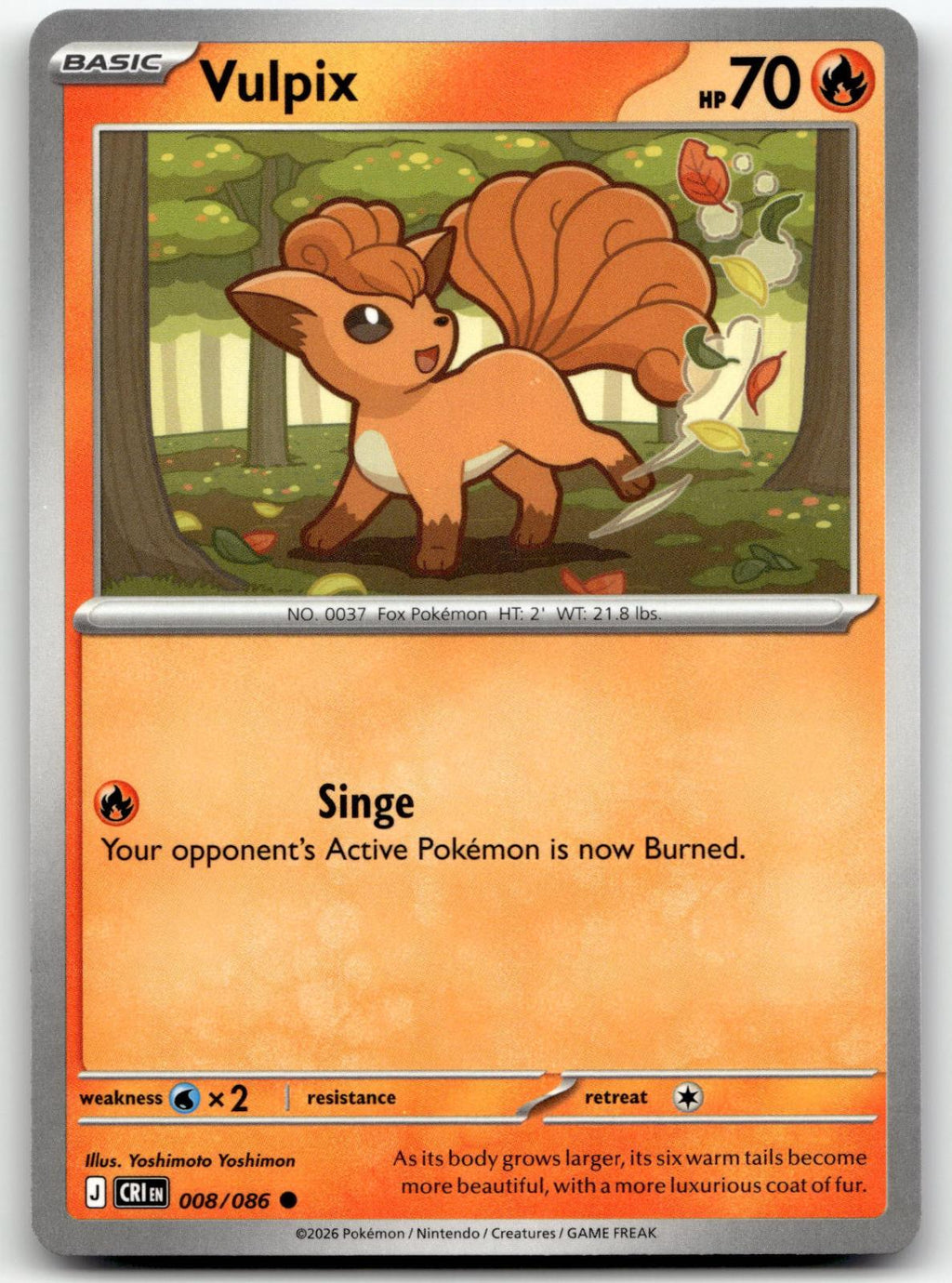 Vulpix 008/086 Common Chaos Rising Pokemon Near Mint