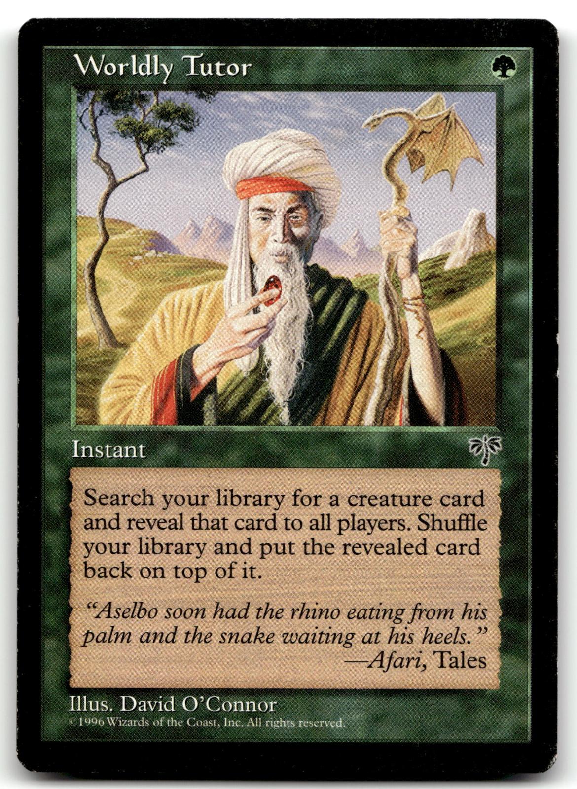 Worldly Tutor Uncommon Mirage Magic: The Gathering Near Mint