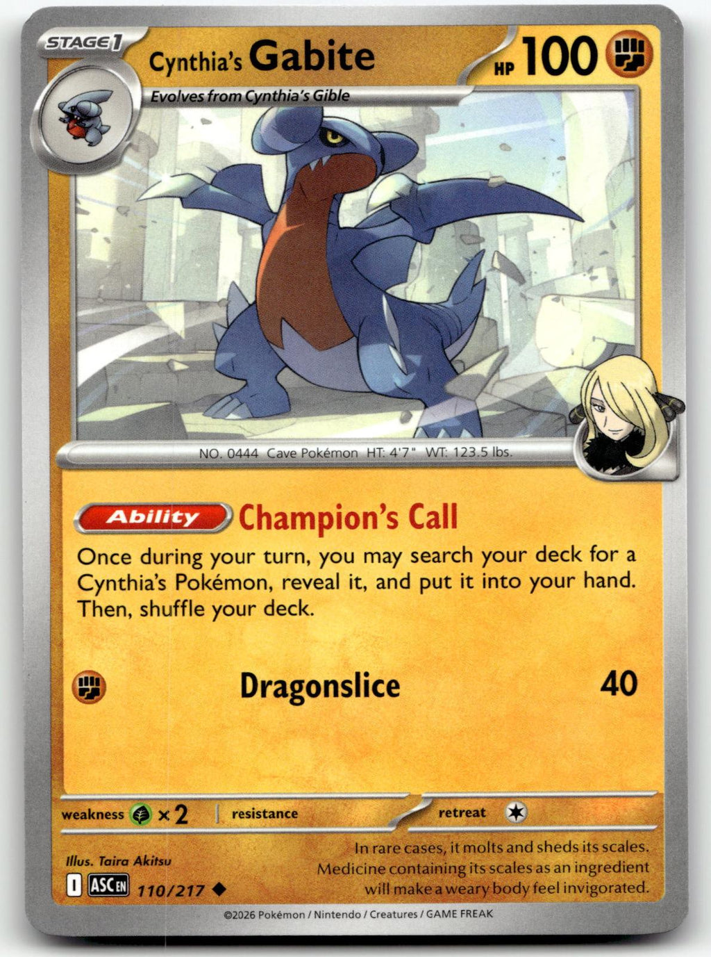 Cynthia's Gabite 110/217 Uncommon Ascended Heroes Pokemon Near Mint