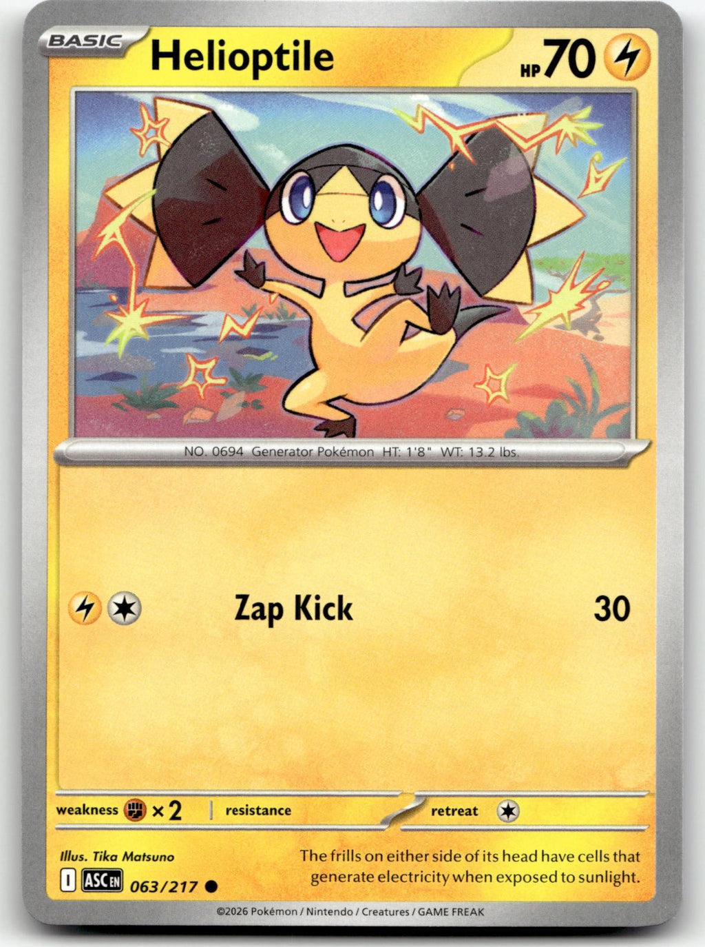 Helioptile 063/217 Common Ascended Heroes Pokemon Near Mint