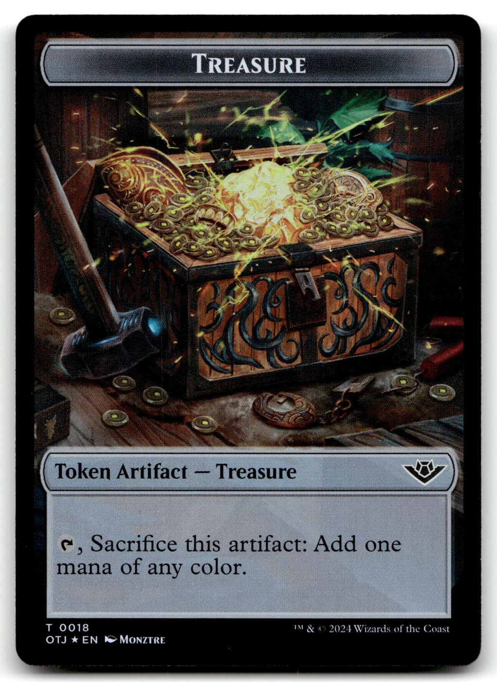 Treasure // Construct Double-Sided Token 18 // 3 Outlaws of Thunder Junction Magic: The Gathering Foil NM