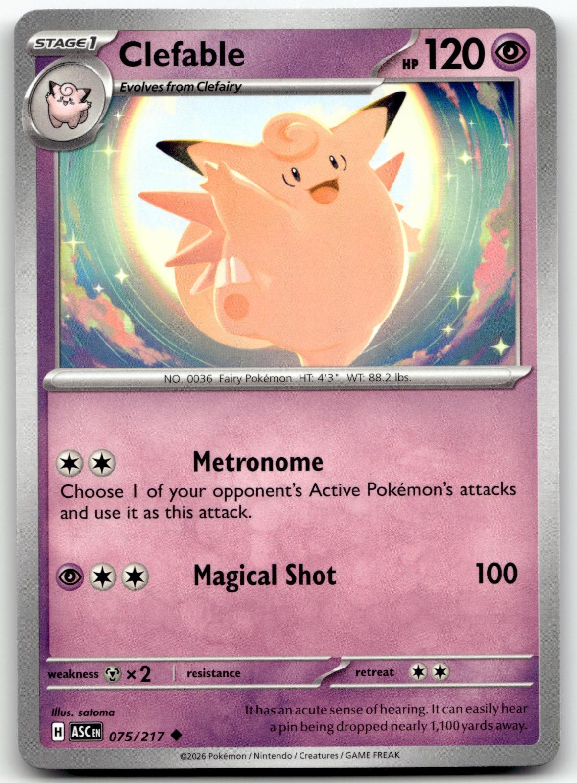 Clefable 075/217 Uncommon Ascended Heroes Pokemon Near Mint