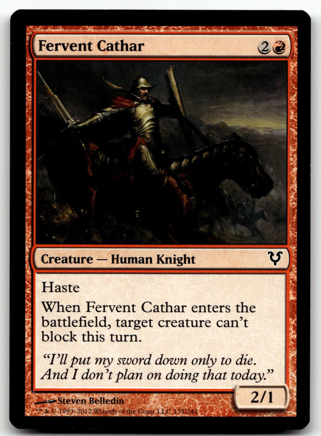 Fervent Cathar 135 Common Avacyn Restored Magic: The Gathering Near Mint