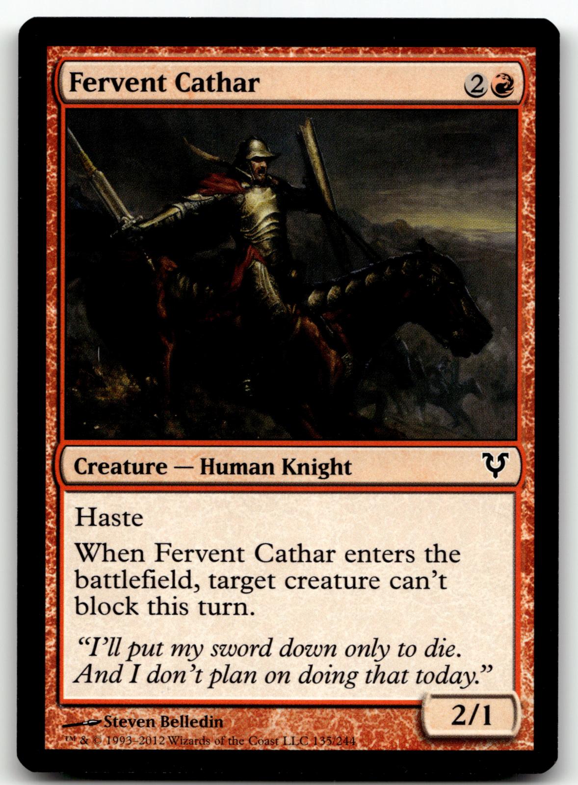 Fervent Cathar 135 Common Avacyn Restored Magic: The Gathering Near Mint