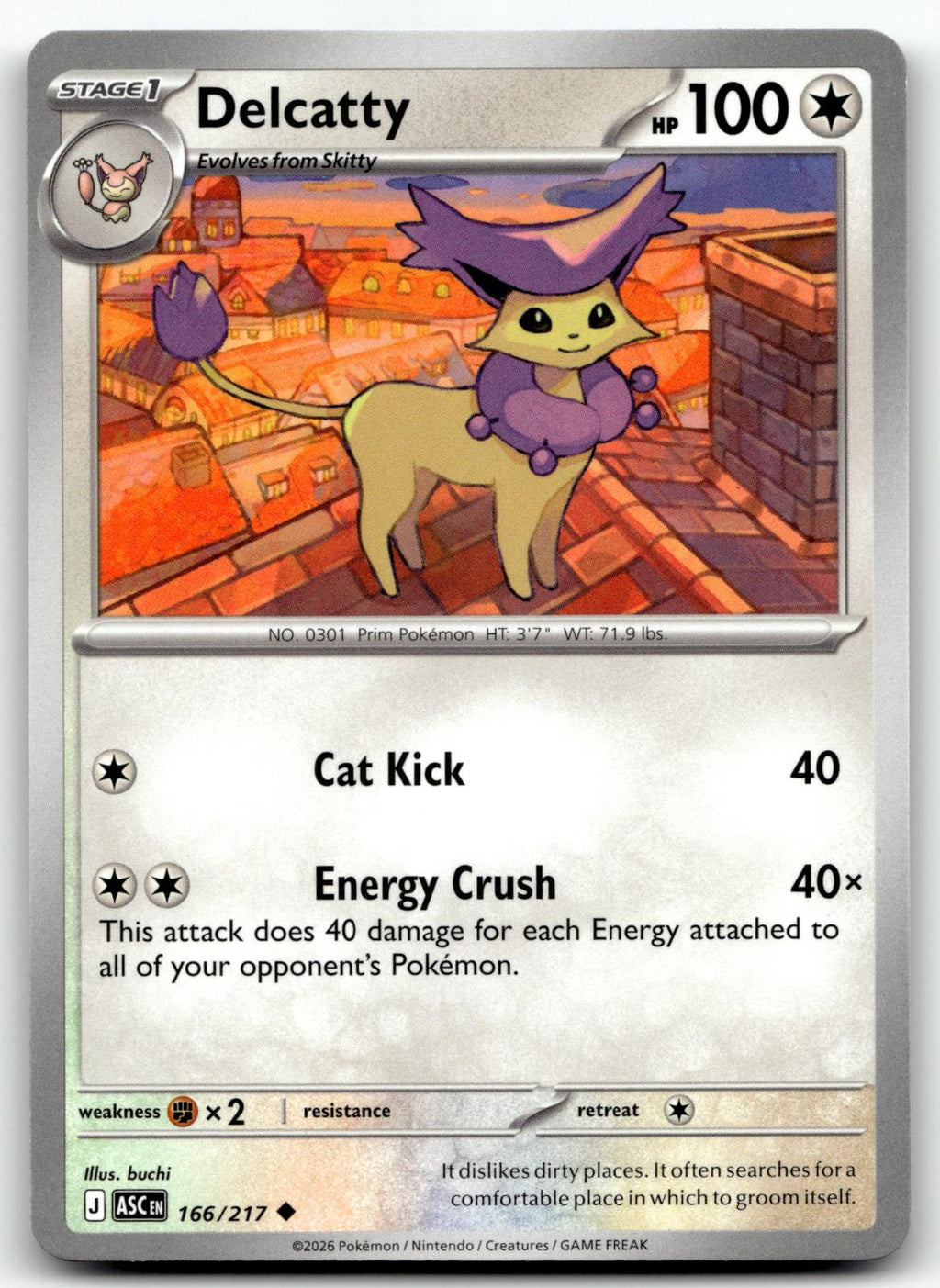 Delcatty 166/217 Uncommon Ascended Heroes Pokemon Near Mint