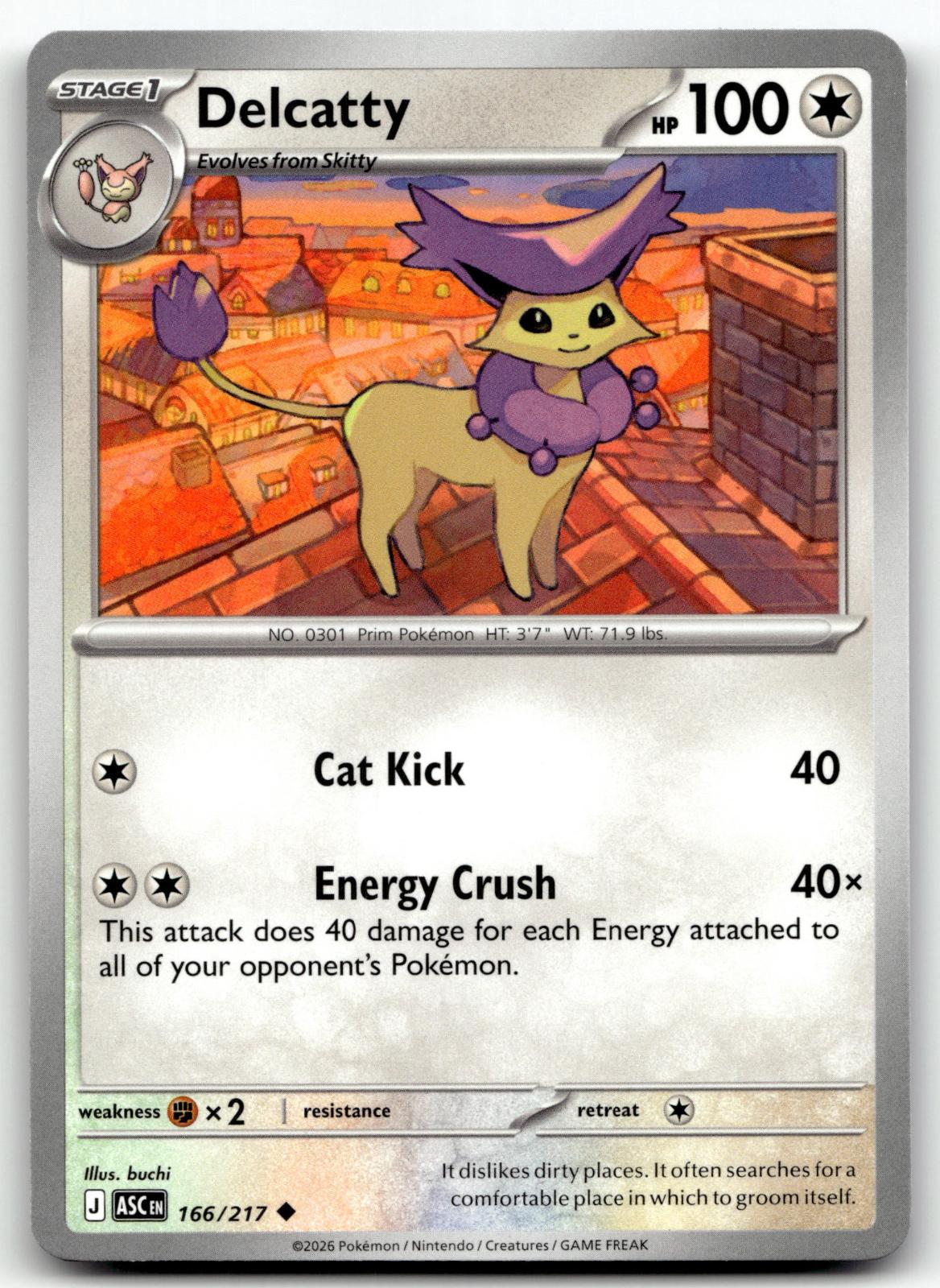 Delcatty 166/217 Uncommon Ascended Heroes Pokemon Near Mint