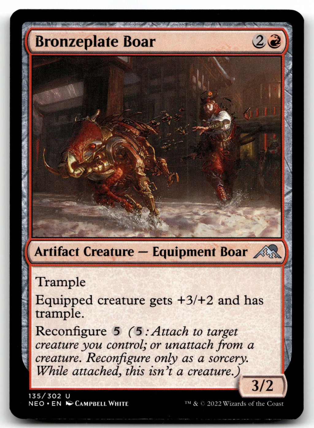 Bronzeplate Boar 135 Uncommon Kamigawa: Neon Dynasty Magic: The Gathering NM