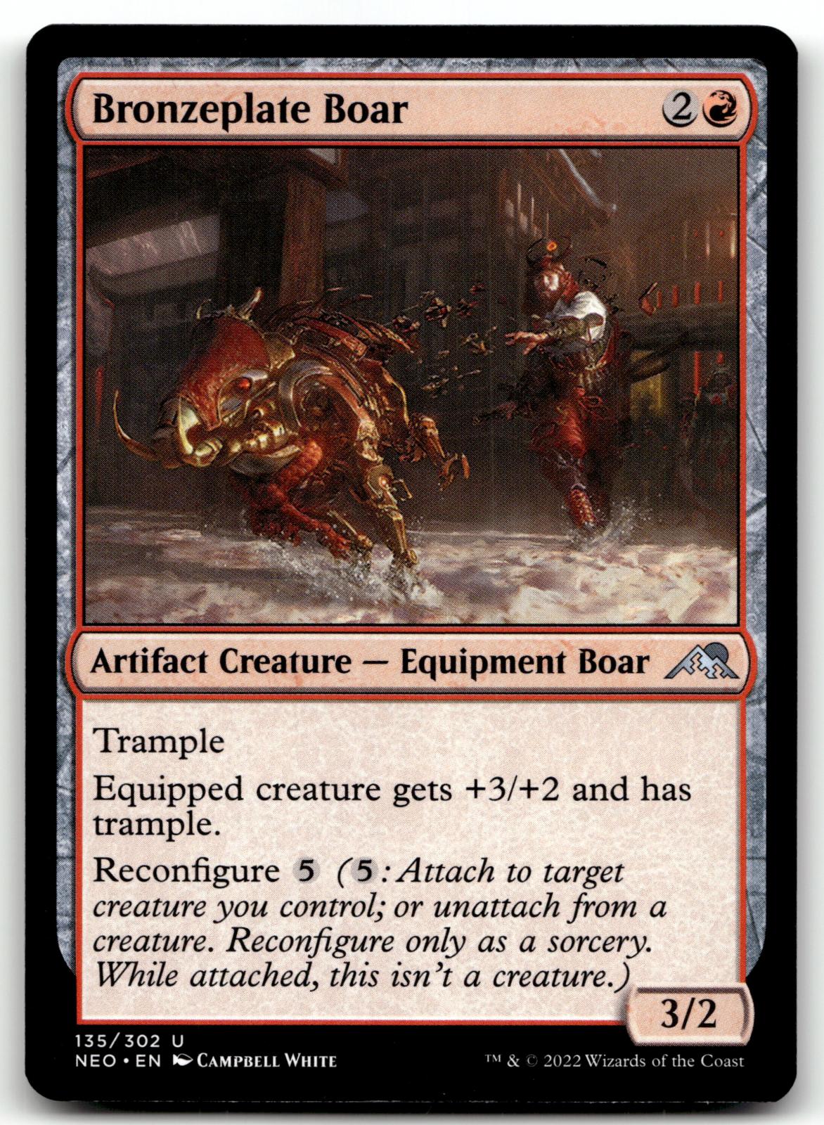 Bronzeplate Boar 135 Uncommon Kamigawa: Neon Dynasty Magic: The Gathering NM