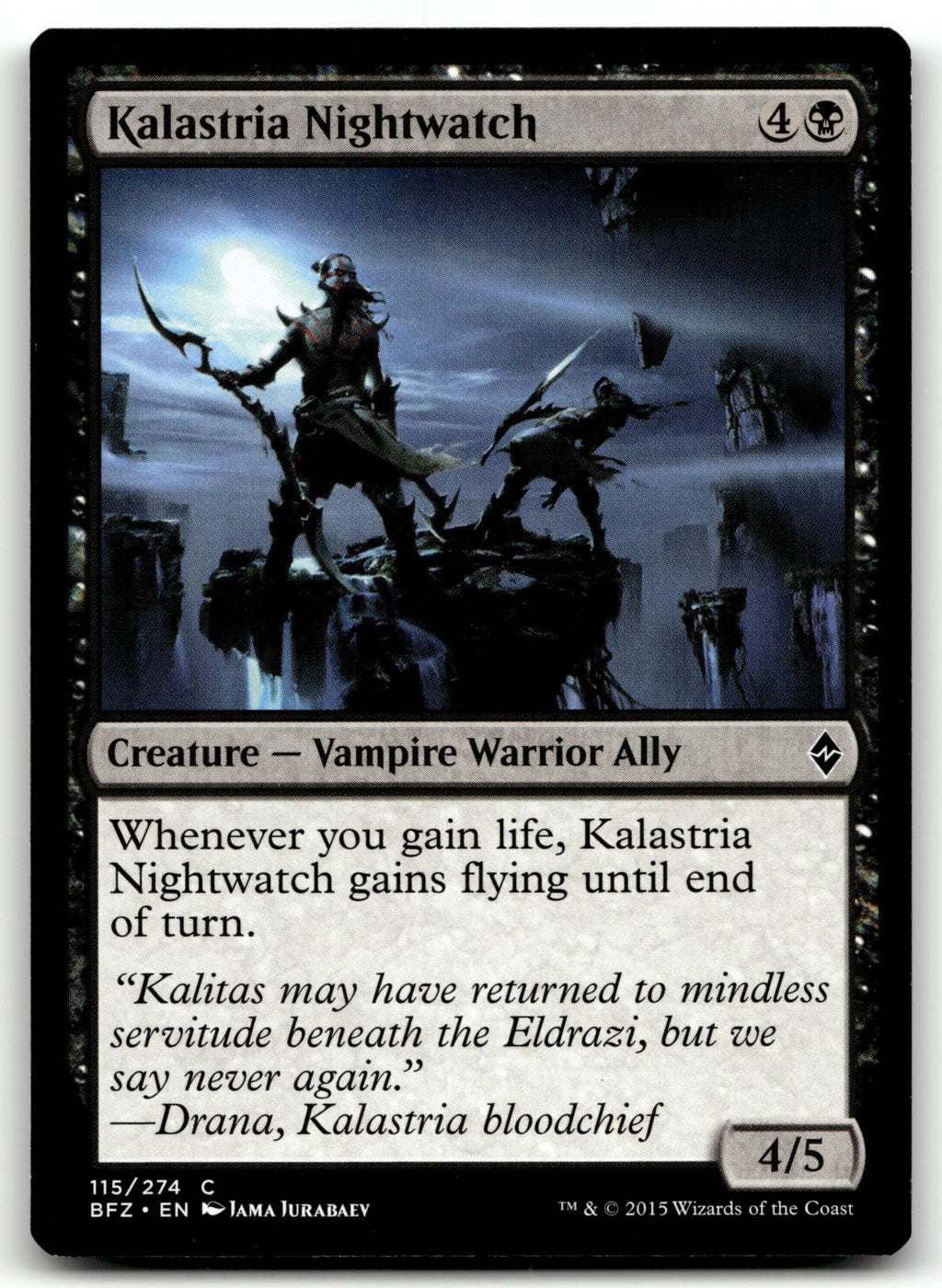 Kalastria Nightwatch 115 Common Battle for Zendikar Magic: The Gathering NM