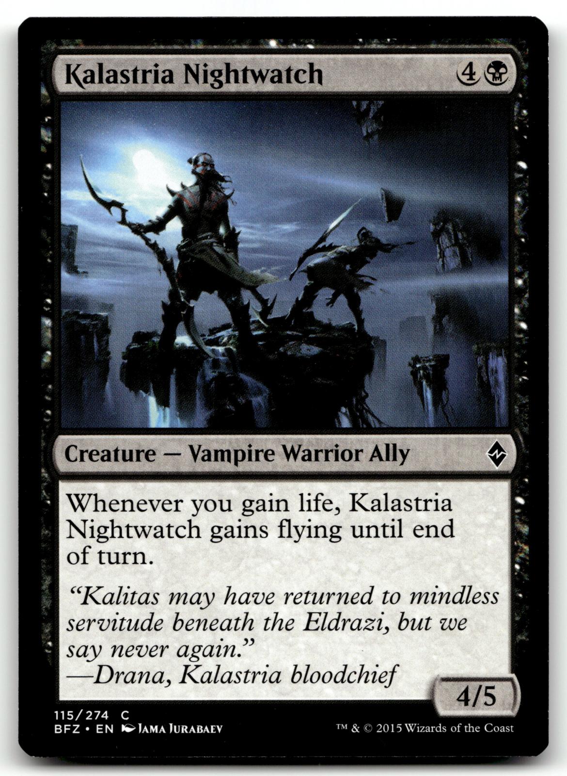 Kalastria Nightwatch 115 Common Battle for Zendikar Magic: The Gathering NM