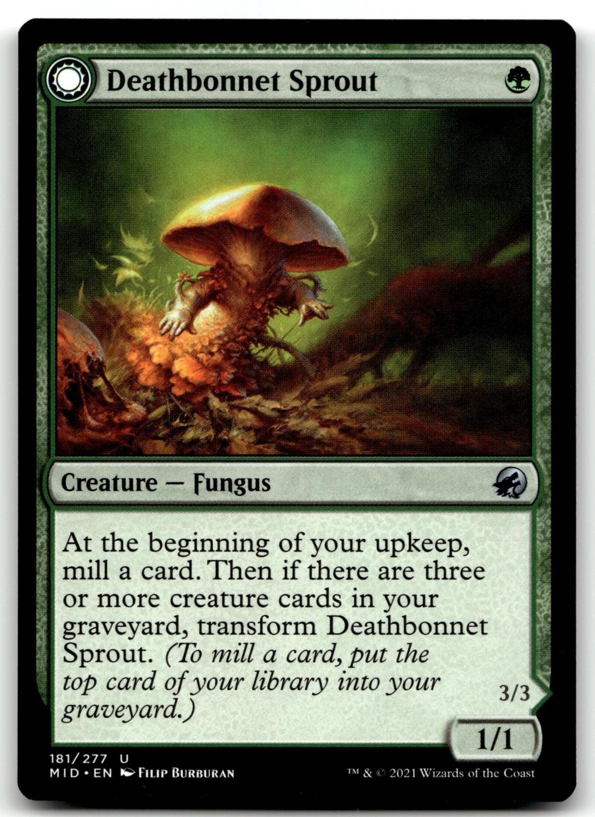 Deathbonnet Sprout 181 Uncommon Innistrad: Midnight Hunt Magic: The Gathering NM