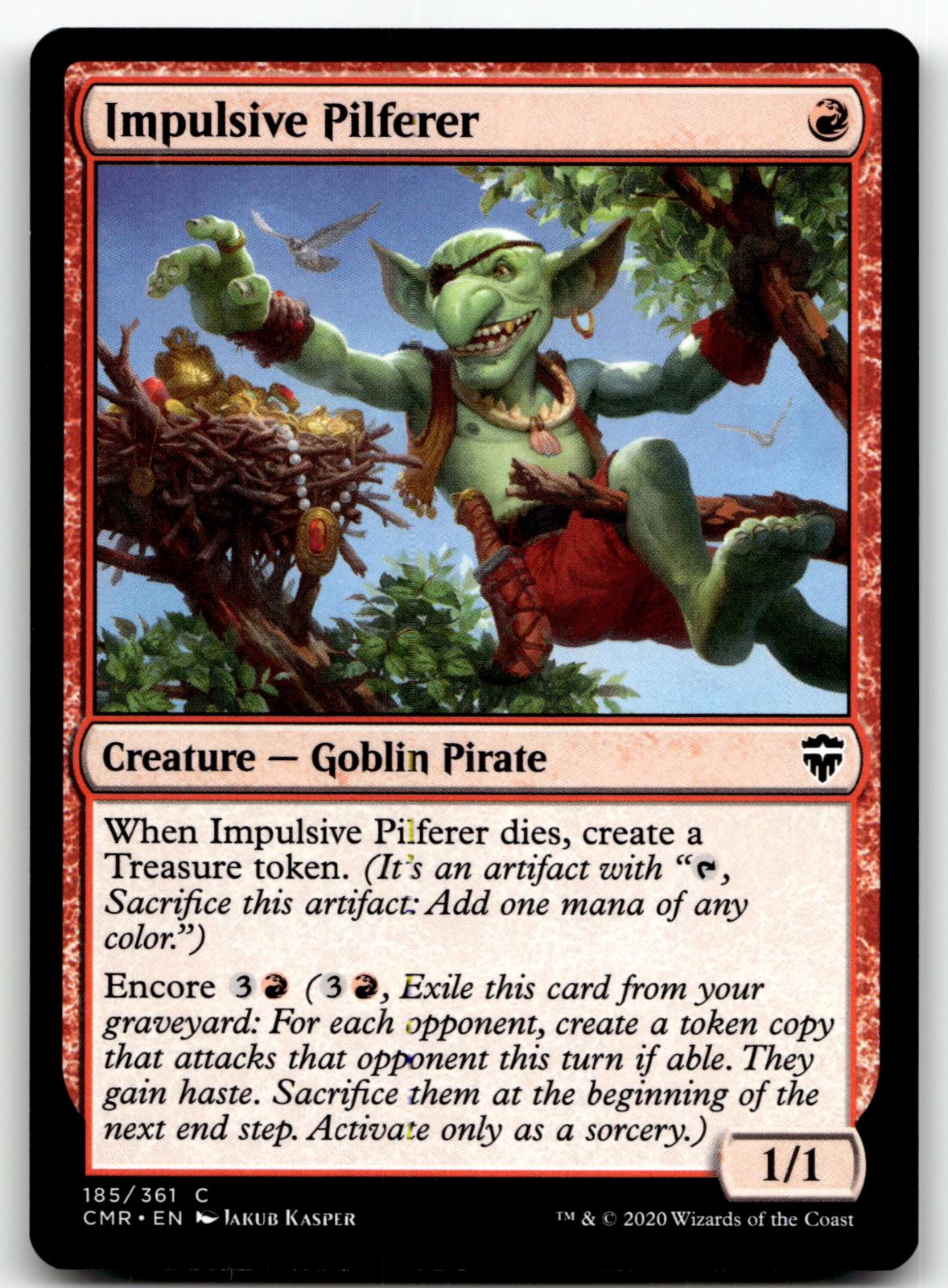 Impulsive Pilferer 185 Common Commander Legends Magic: The Gathering Near Mint