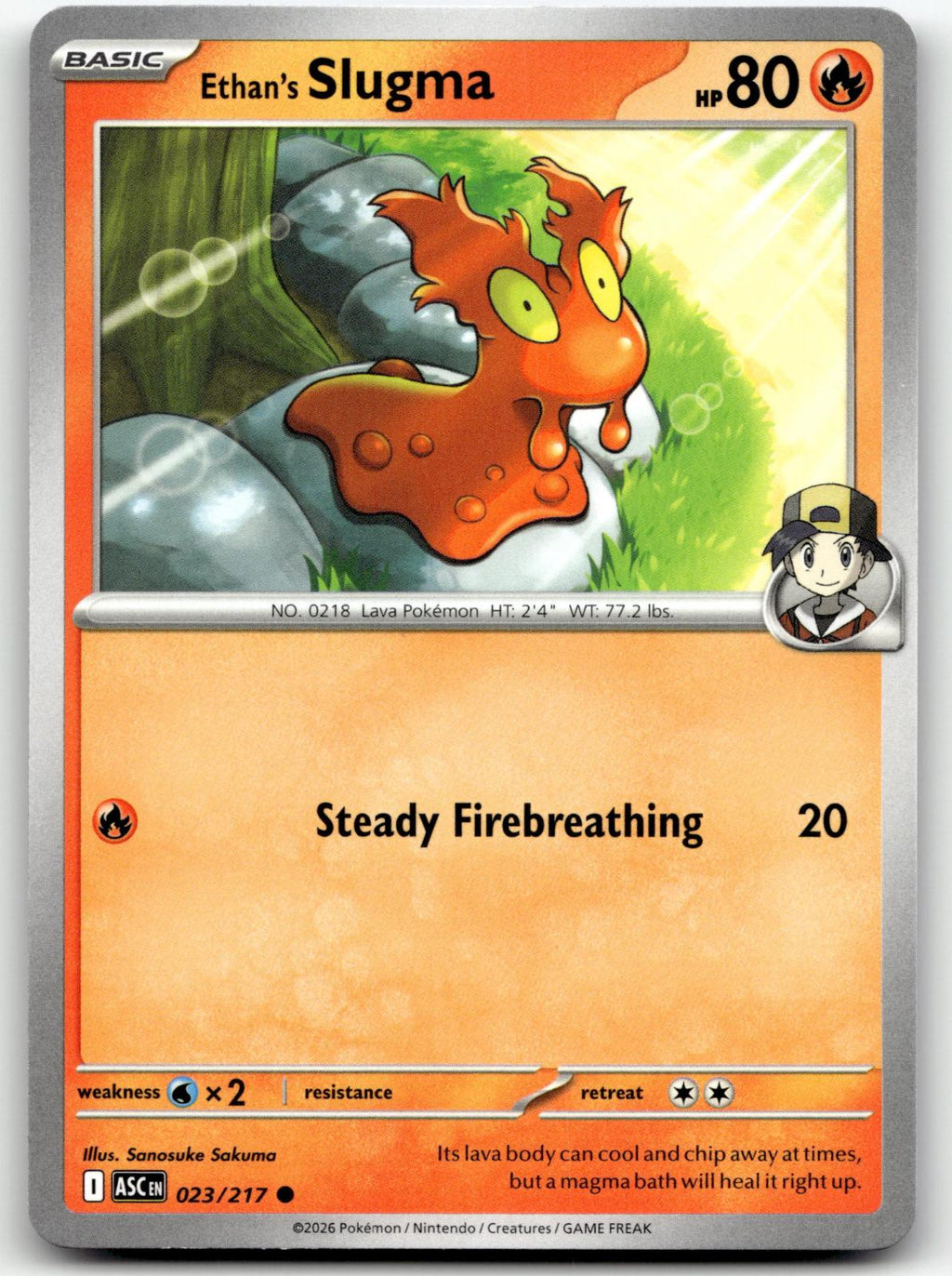 Ethan's Slugma 023/217 Common Ascended Heroes Pokemon Near Mint