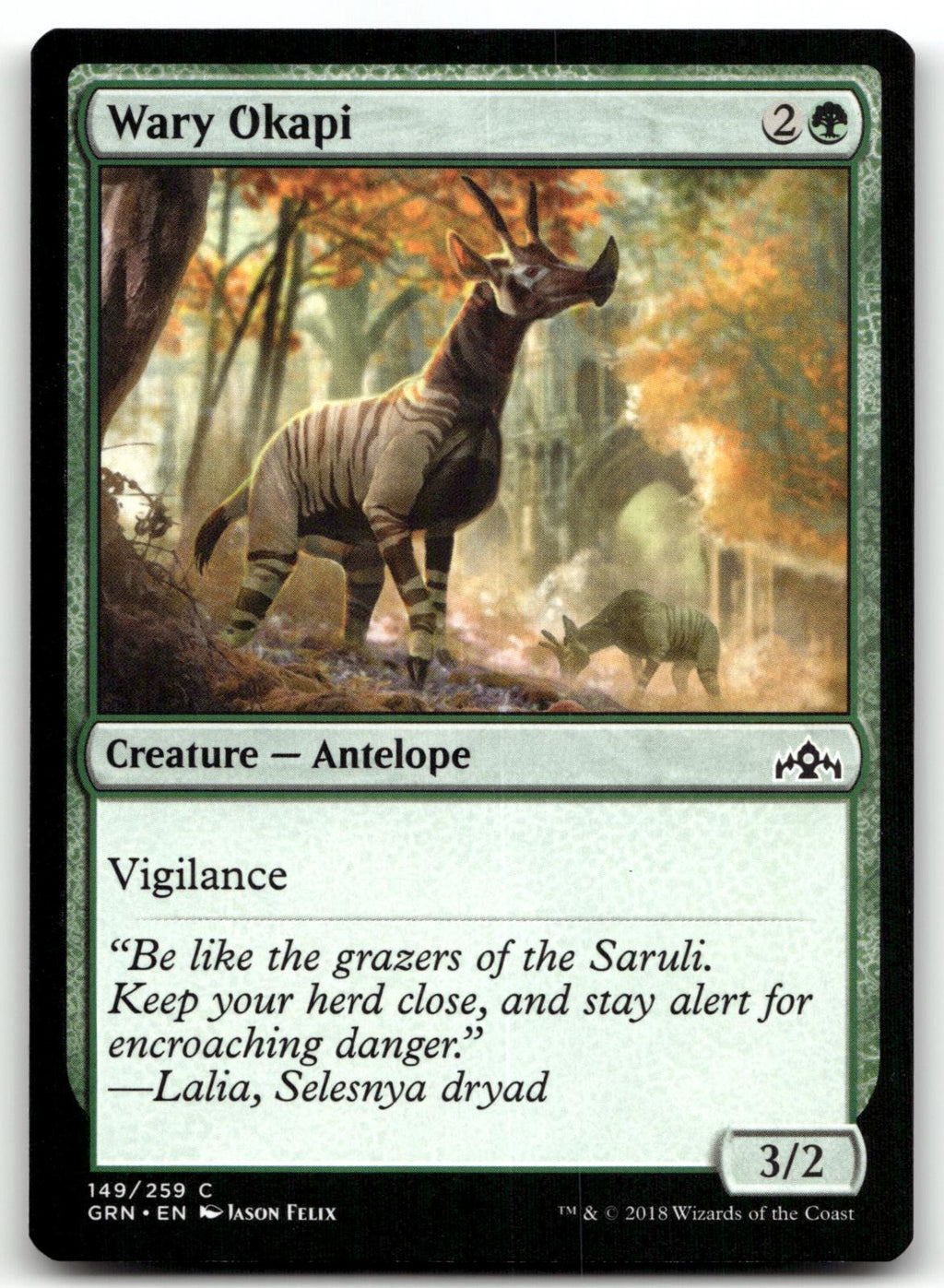 Wary Okapi 149 Common Guilds of Ravnica Magic: The Gathering Near Mint
