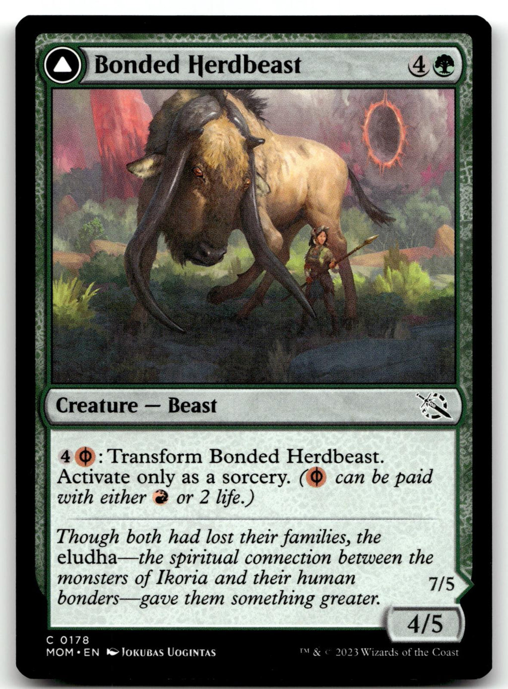 Bonded Herdbeast 178 Common March of the Machine Magic: The Gathering Near Mint