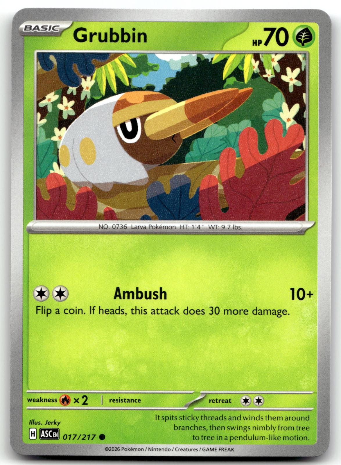 Grubbin 017/217 Common Ascended Heroes Pokemon Near Mint