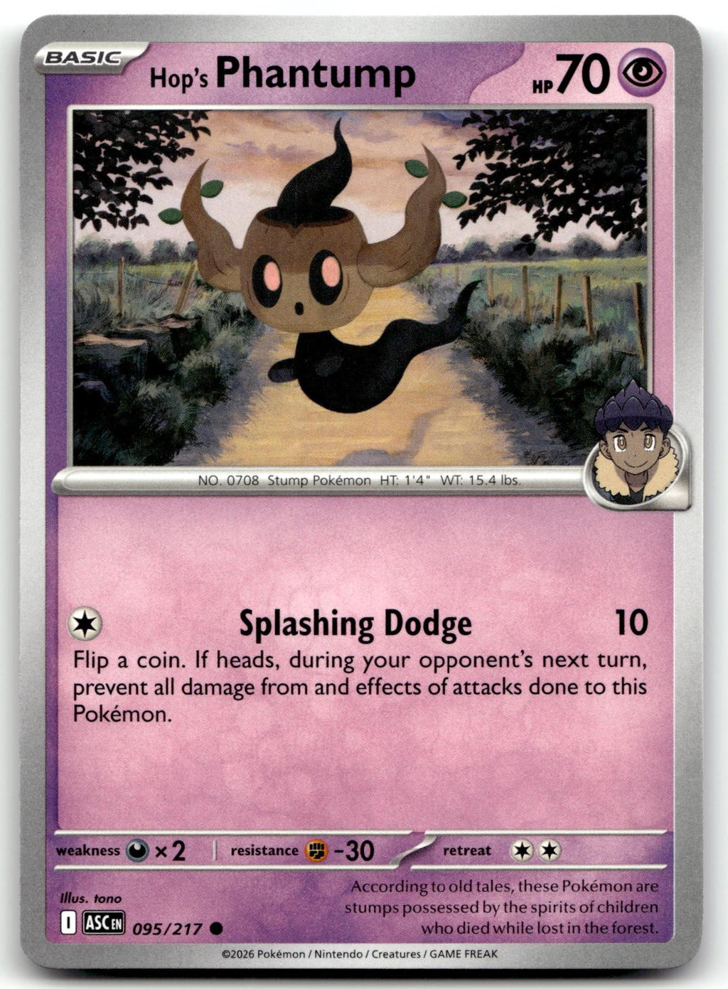 Hop's Phantump 095/217 Common Ascended Heroes Pokemon Near Mint