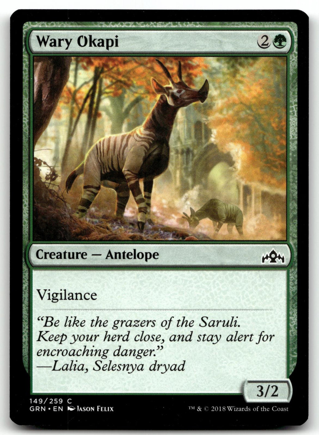 Wary Okapi 149 Common Guilds of Ravnica Magic: The Gathering Near Mint
