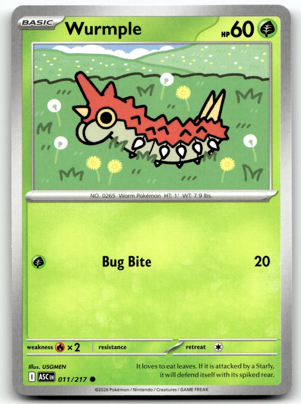 Wurmple 011/217 Common Ascended Heroes Pokemon Near Mint