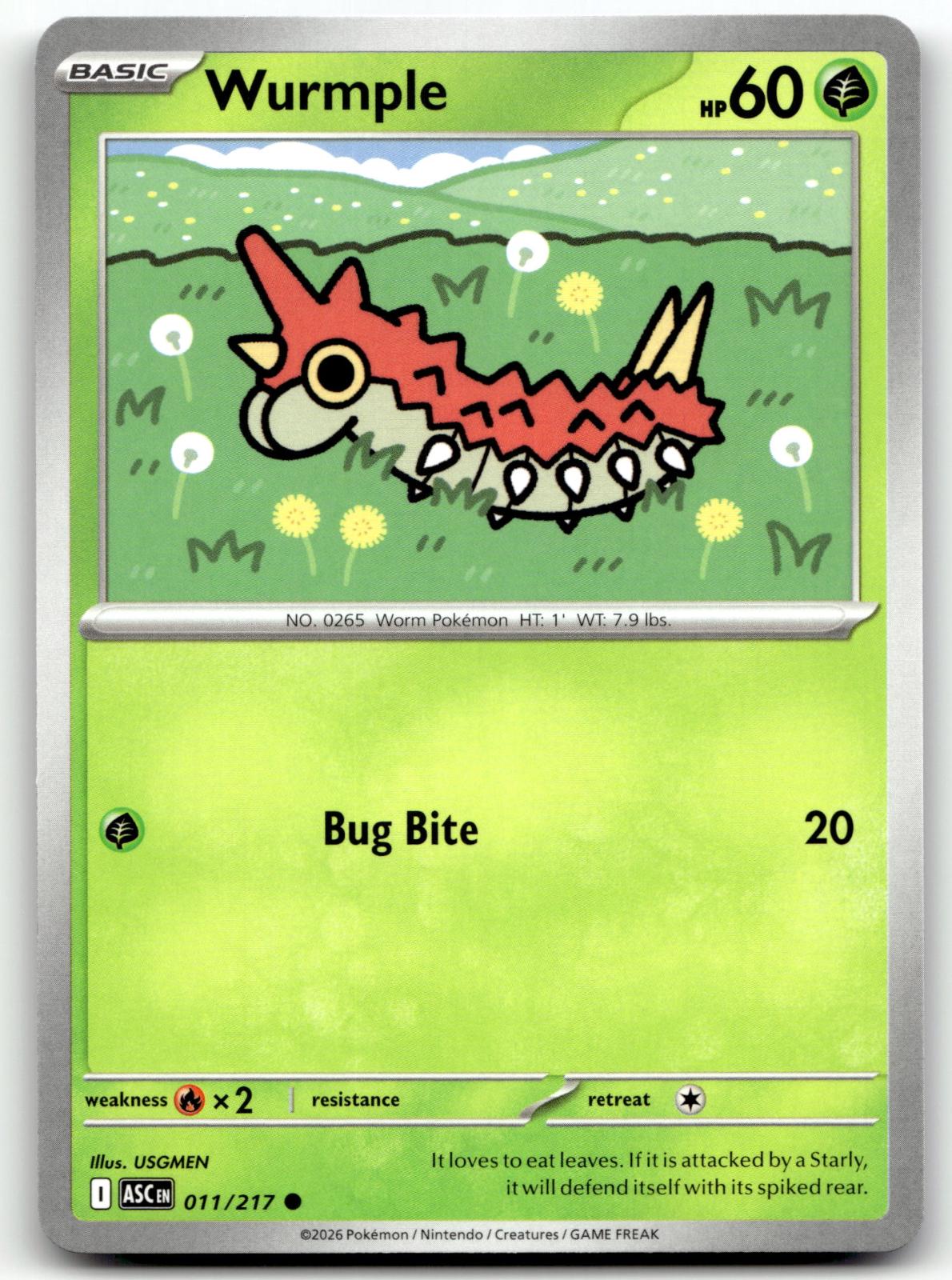 Wurmple 011/217 Common Ascended Heroes Pokemon Near Mint