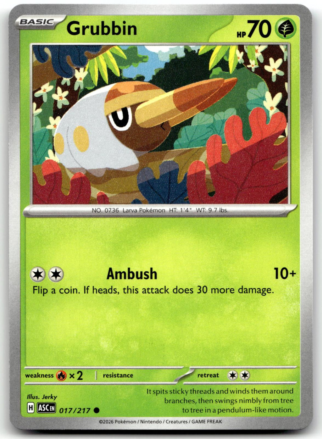 Grubbin 017/217 Common Ascended Heroes Pokemon Near Mint
