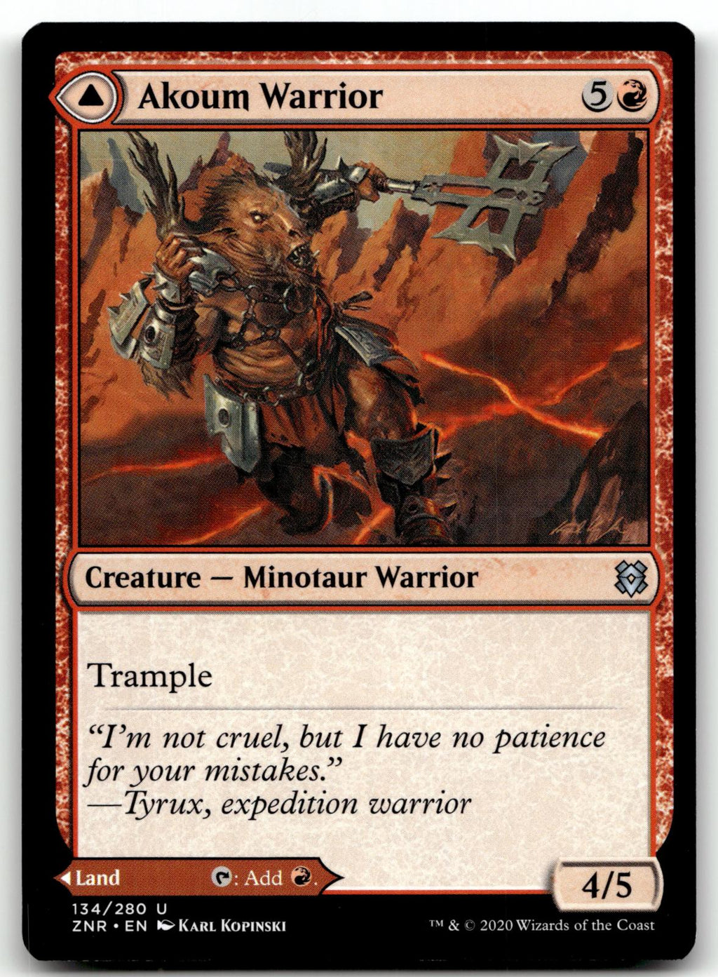 Akoum Warrior 134 Uncommon Zendikar Rising Magic: The Gathering Near Mint