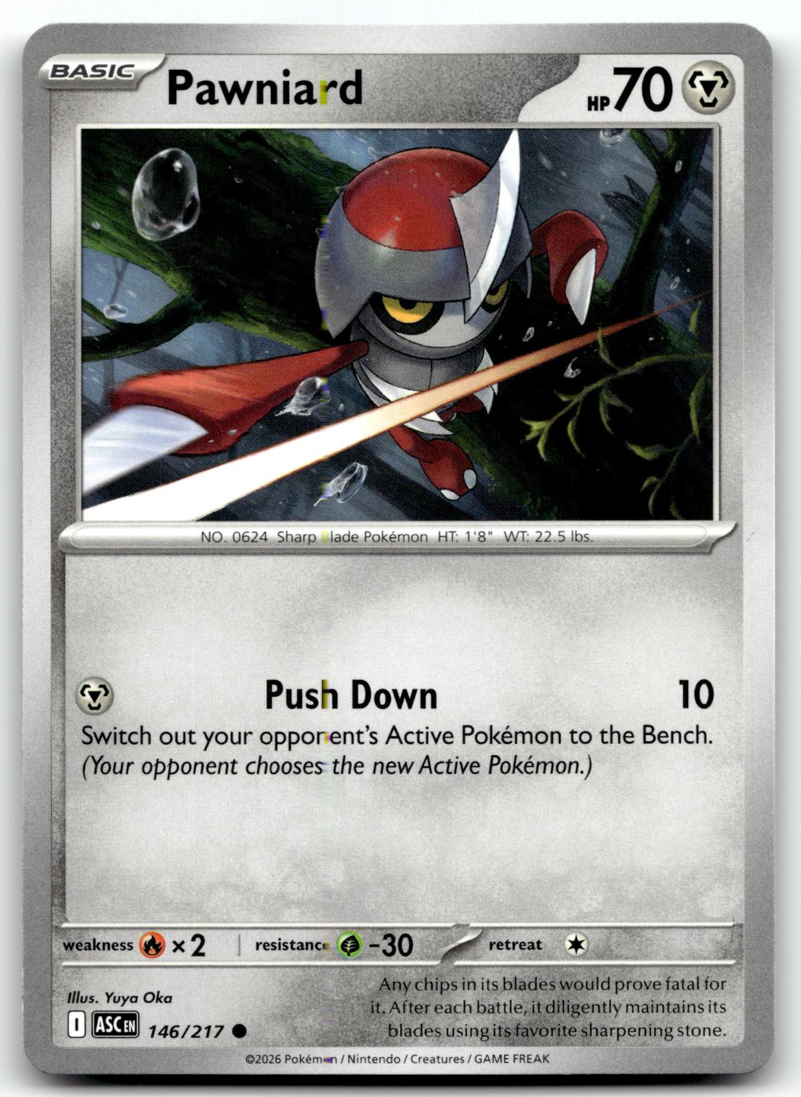 Pawniard 146/217 Common Ascended Heroes Pokemon Near Mint