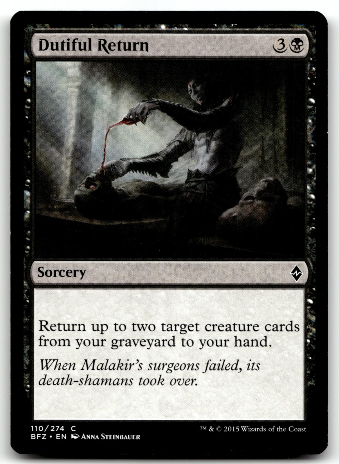 Dutiful Return 110 Common Battle for Zendikar Magic: The Gathering Near Mint