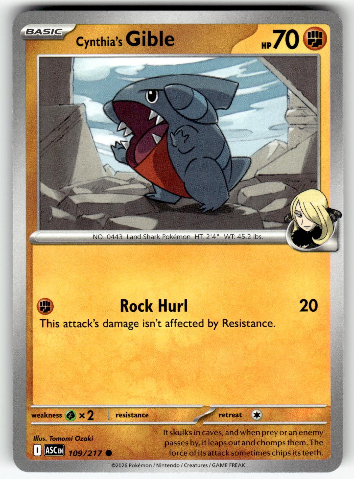 Cynthia's Gible 109/217 Common Ascended Heroes Pokemon Near Mint