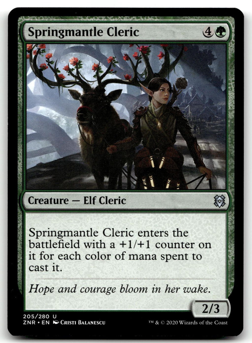Springmantle Cleric 205 Uncommon Zendikar Rising Magic: The Gathering Near Mint