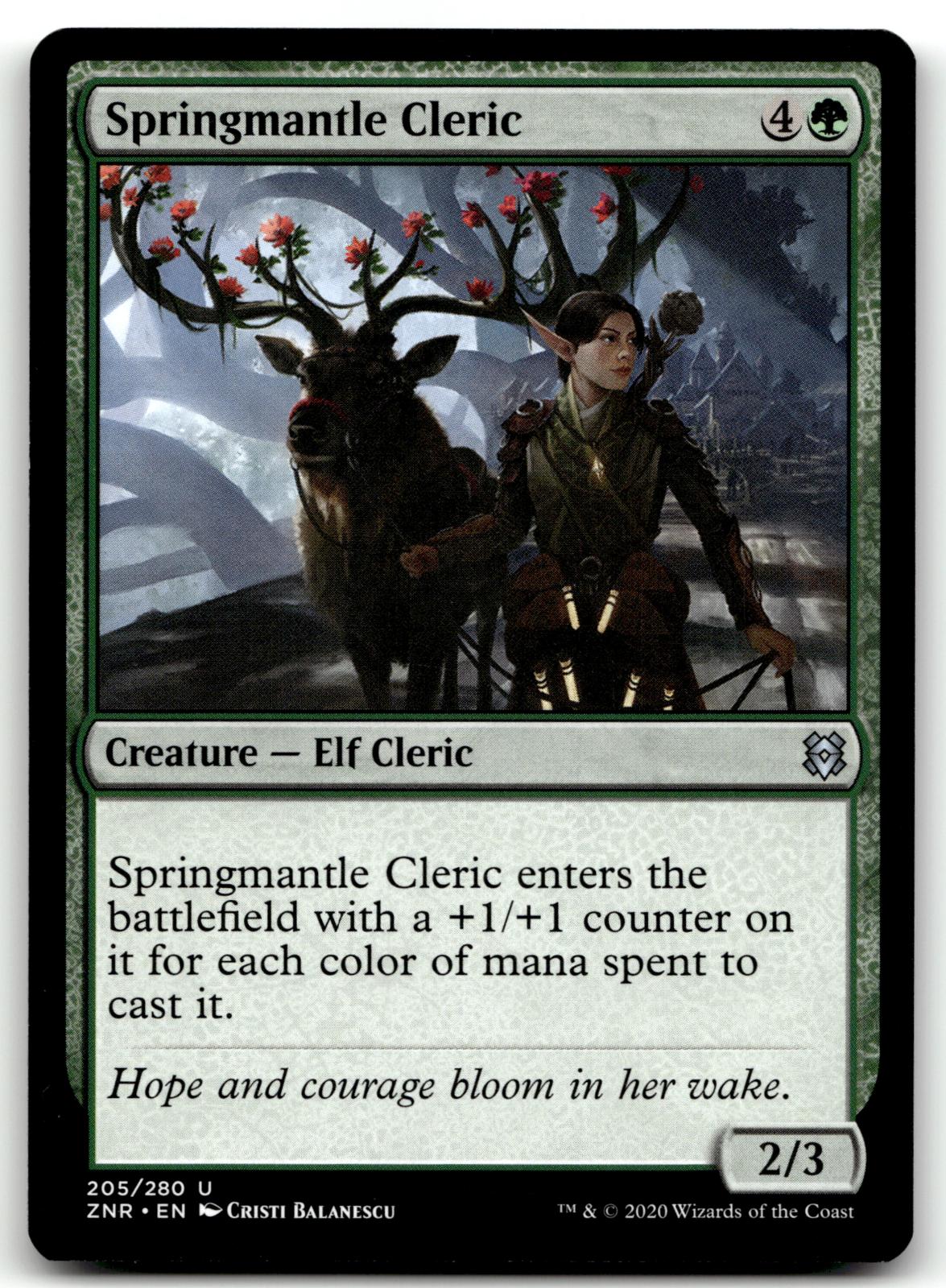Springmantle Cleric 205 Uncommon Zendikar Rising Magic: The Gathering Near Mint