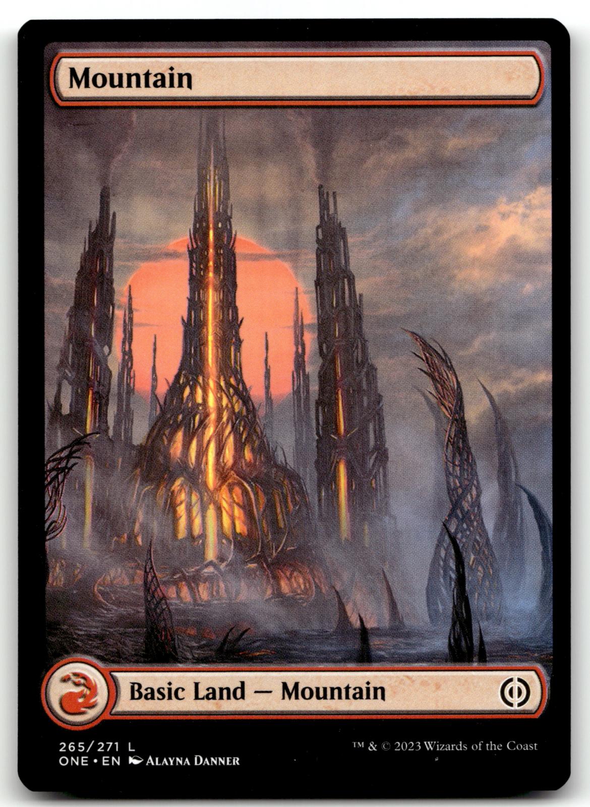 Mountain (265) - Full Art 265 Phyrexia: All Will Be One Magic: The Gathering NM