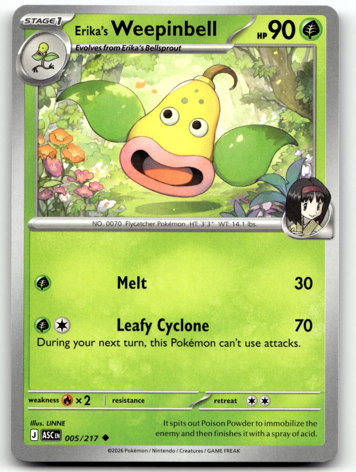 Erika's Weepinbell 005/217 Uncommon Ascended Heroes Pokemon Near Mint