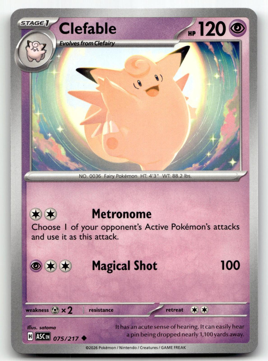Clefable 075/217 Uncommon Ascended Heroes Pokemon Near Mint