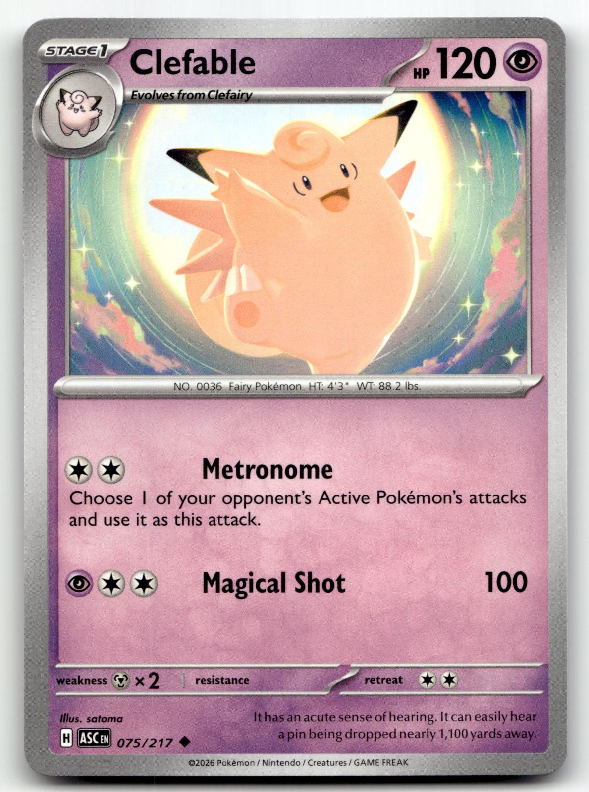 Clefable 075/217 Uncommon Ascended Heroes Pokemon Near Mint