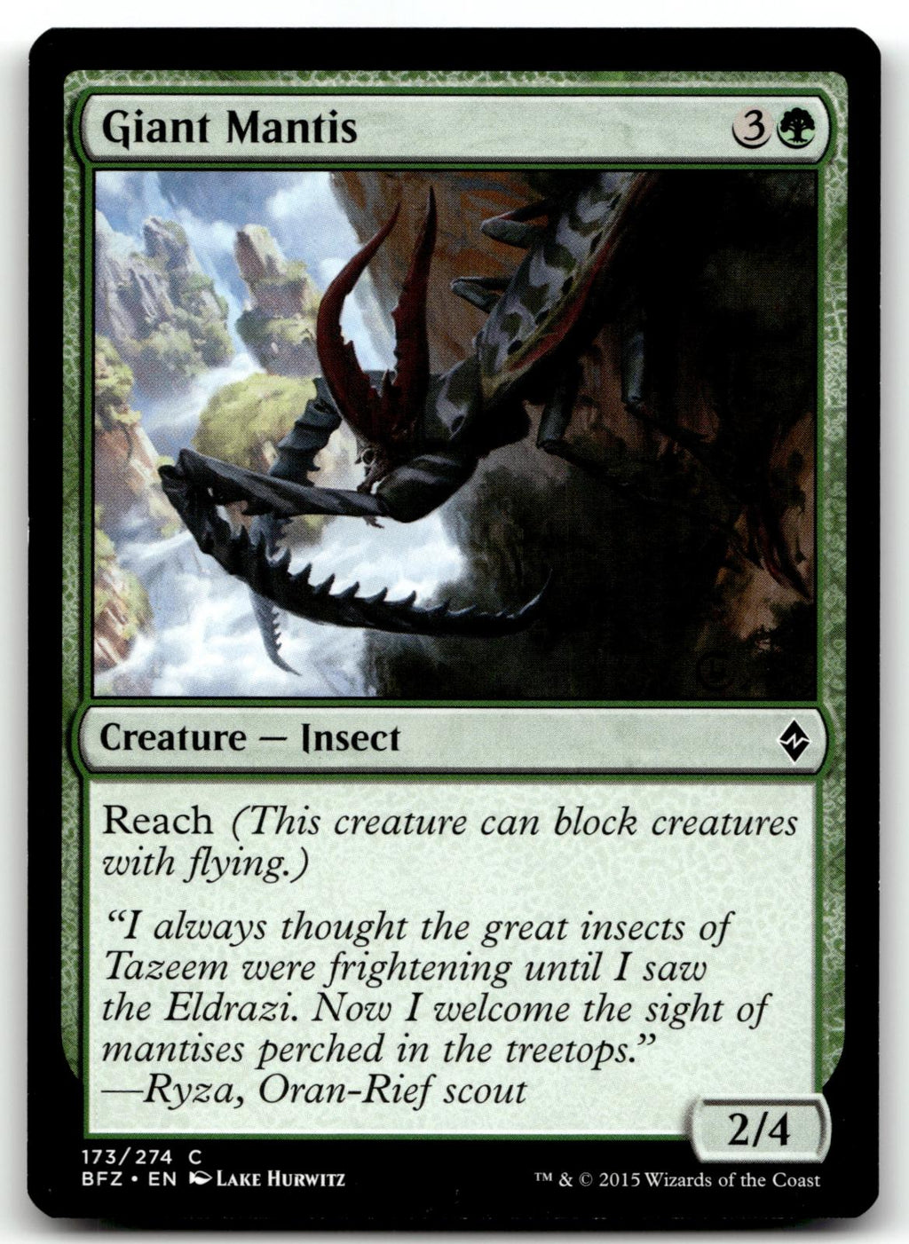 Giant Mantis 173 Common Battle for Zendikar Magic: The Gathering Near Mint