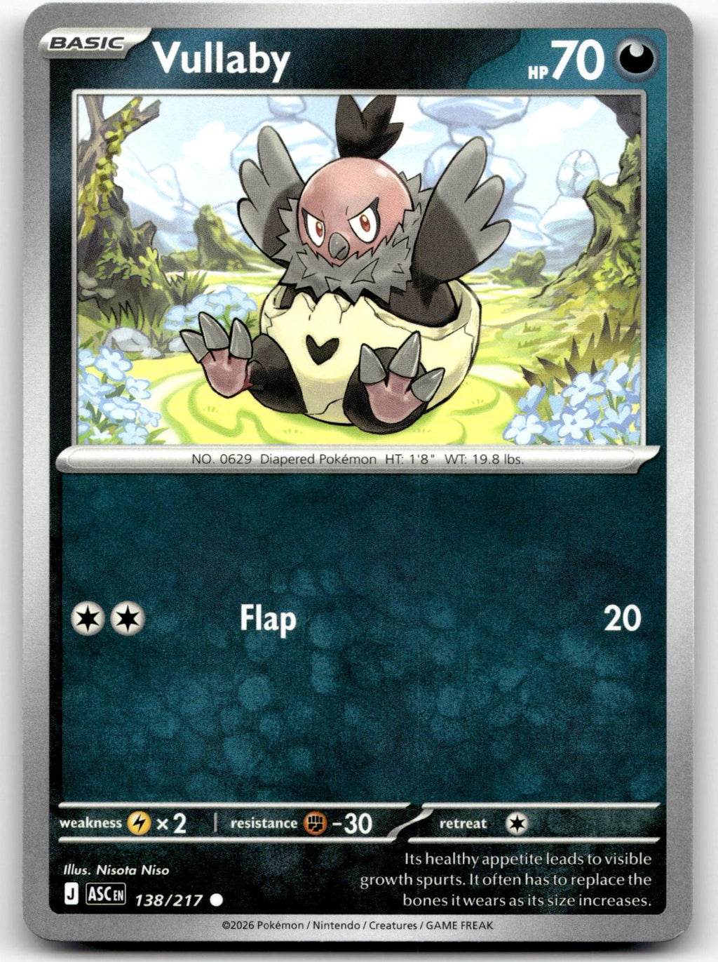 Vullaby 138/217 Common Ascended Heroes Pokemon Near Mint