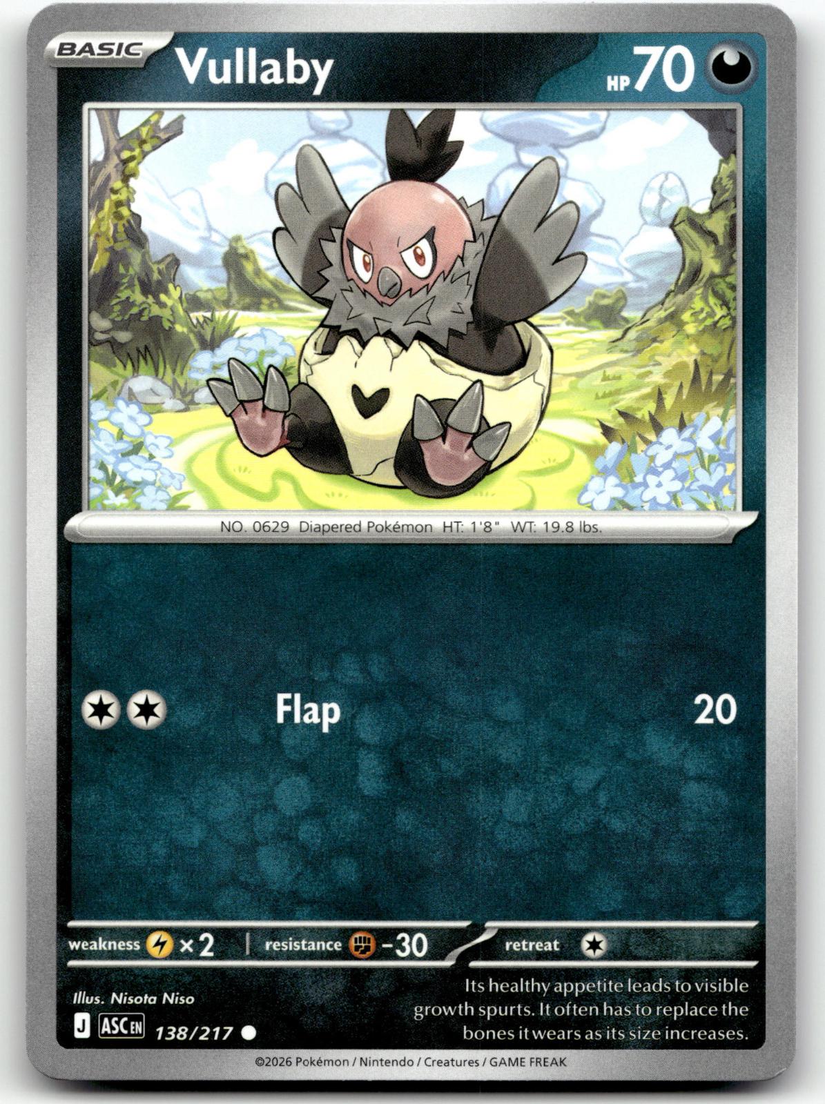 Vullaby 138/217 Common Ascended Heroes Pokemon Near Mint