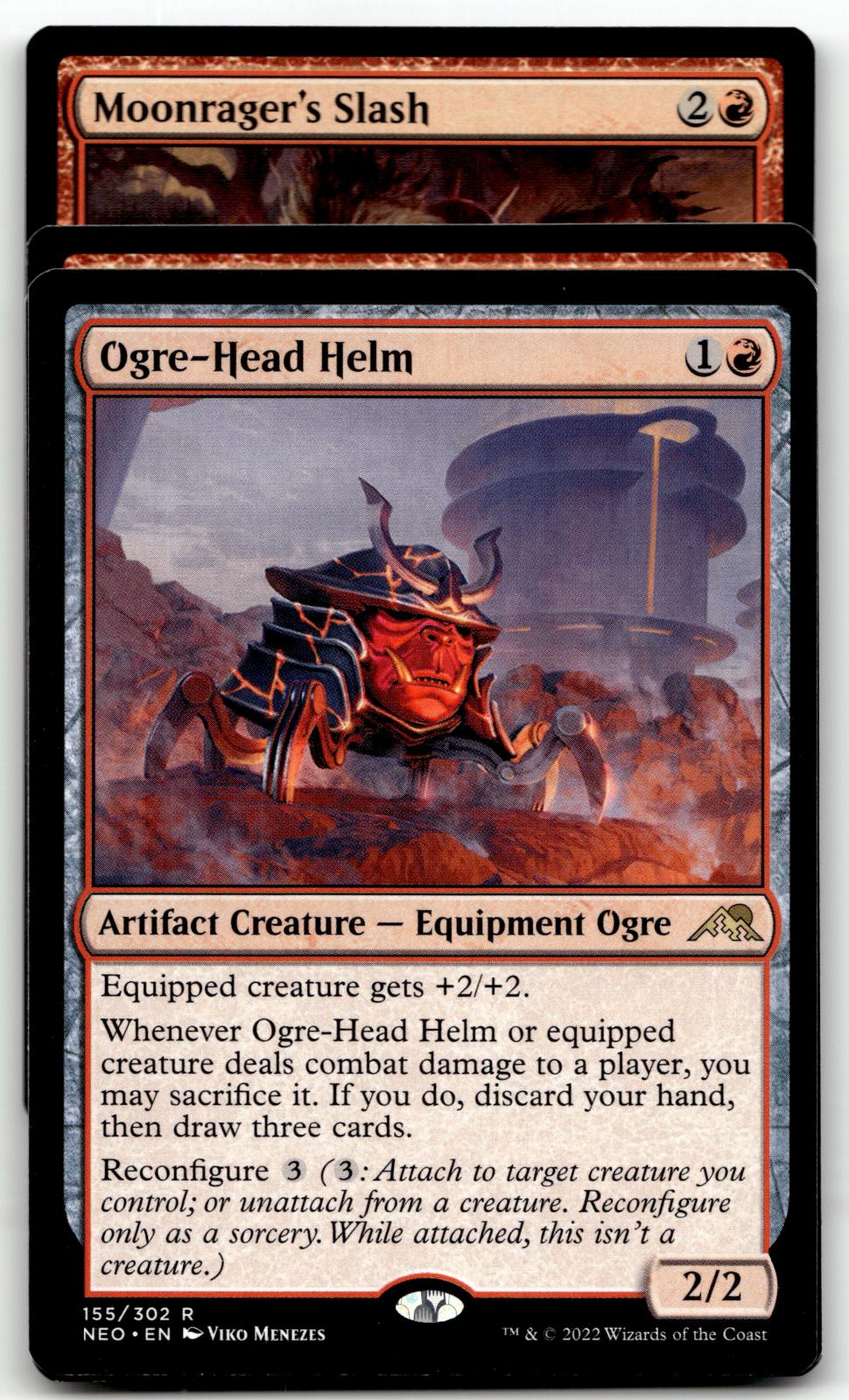 Ogre-Head Helm 155 Rare Kamigawa: Neon Dynasty Magic: The Gathering Near Mint