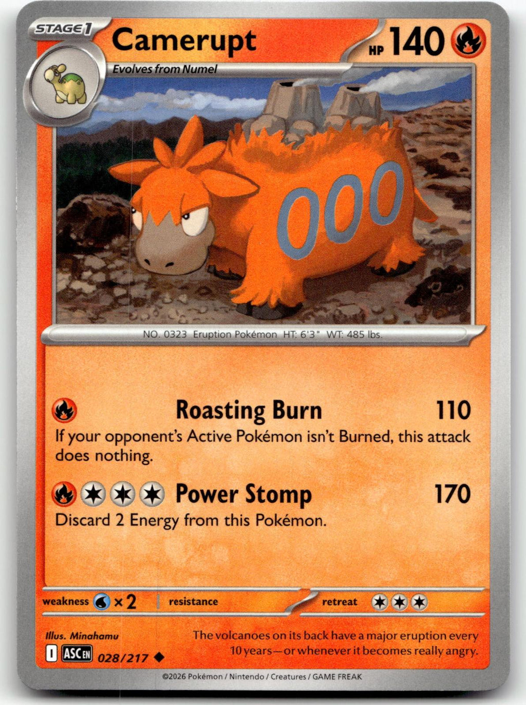 Camerupt 028/217 Uncommon Ascended Heroes Pokemon Near Mint