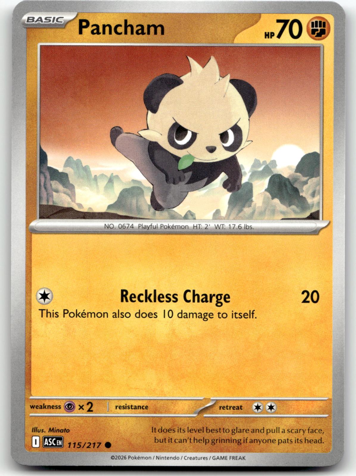 Pancham 115/217 Common Ascended Heroes Pokemon Near Mint