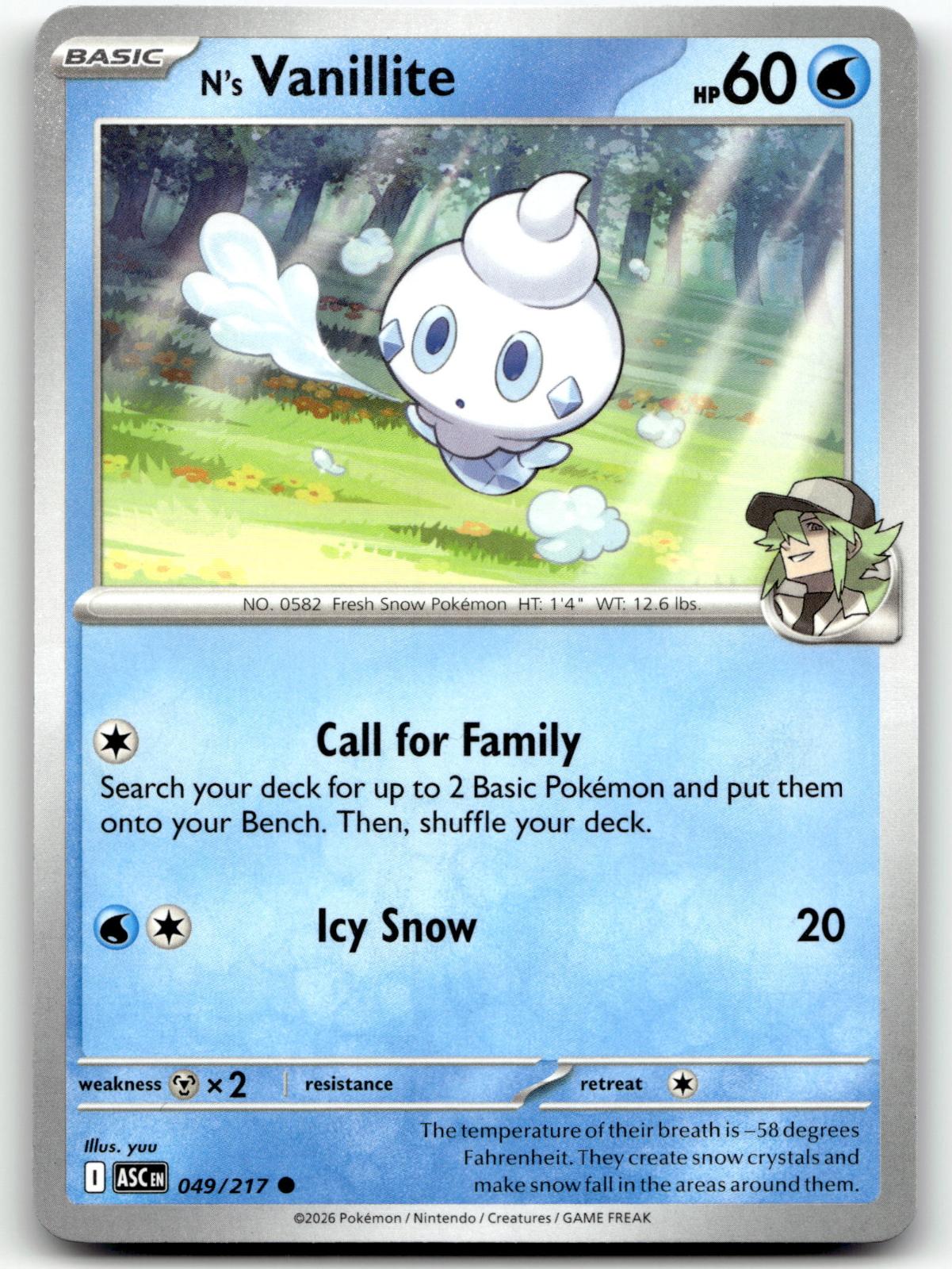 N's Vanillite 049/217 Common Ascended Heroes Pokemon Near Mint