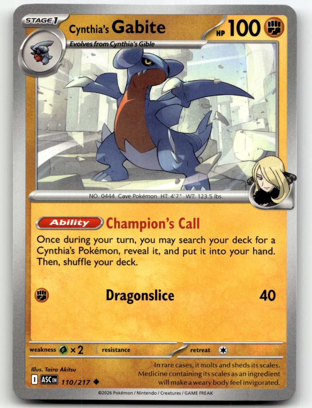 Cynthia's Gabite 110/217 Uncommon Ascended Heroes Pokemon Near Mint