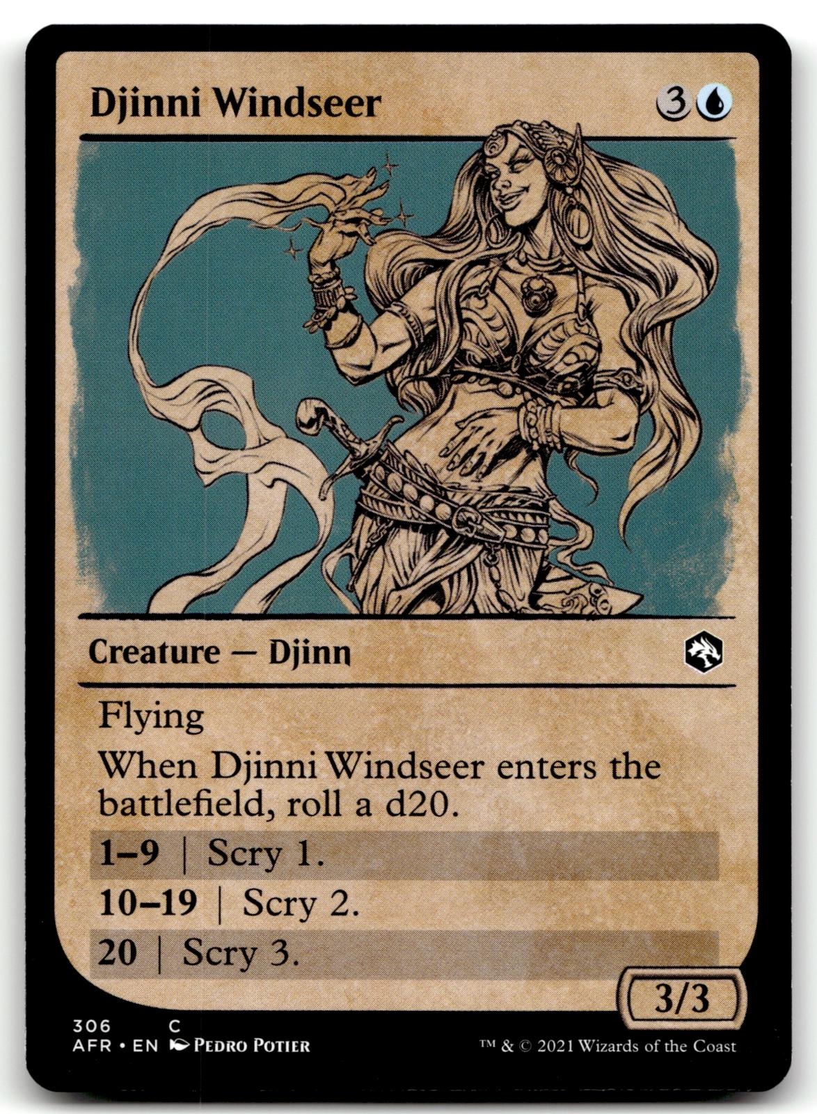 Djinni Windseer (Showcase) 306 Adventures in the Forgotten Realms Magic: The Gathering NM