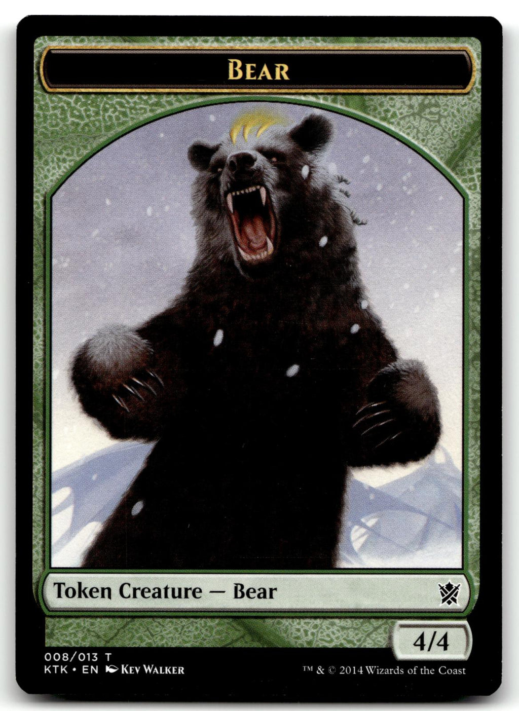Bear Token 8 Token Khans of Tarkir Magic: The Gathering Near Mint