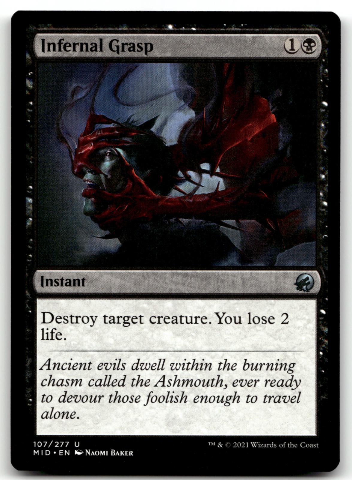 Infernal Grasp 107 Uncommon Innistrad: Midnight Hunt Magic: The Gathering NM