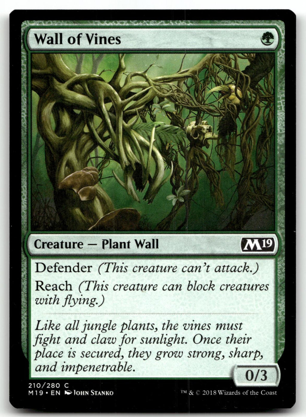 Wall of Vines 210 Common Core Set 2019 Magic: The Gathering Near Mint