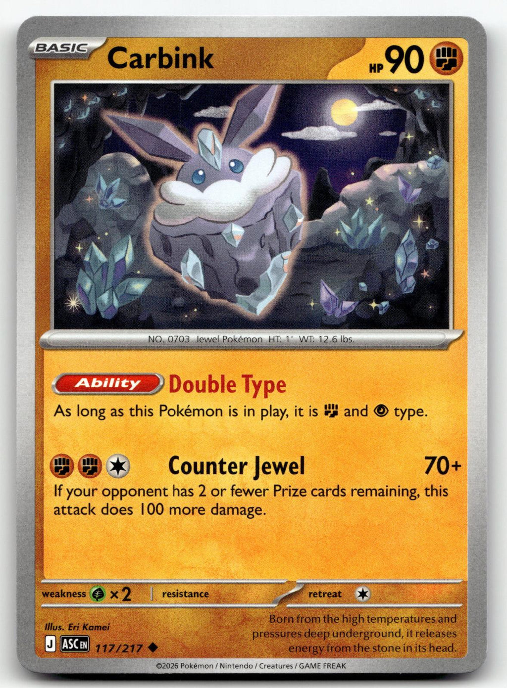 Carbink 117/217 Uncommon Ascended Heroes Pokemon Near Mint