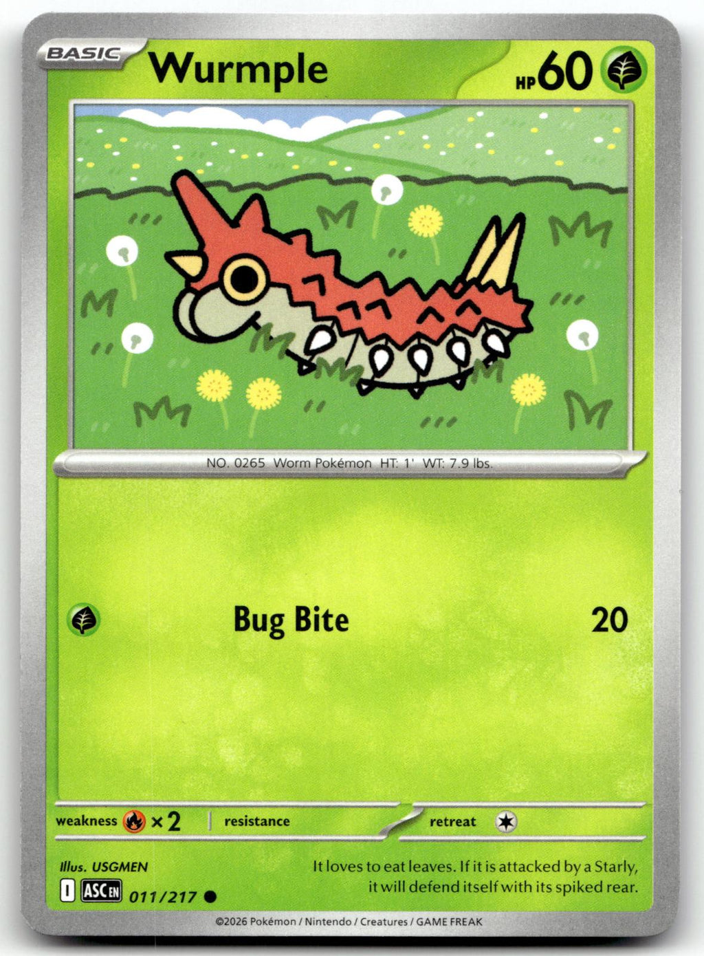 Wurmple 011/217 Common Ascended Heroes Pokemon Near Mint