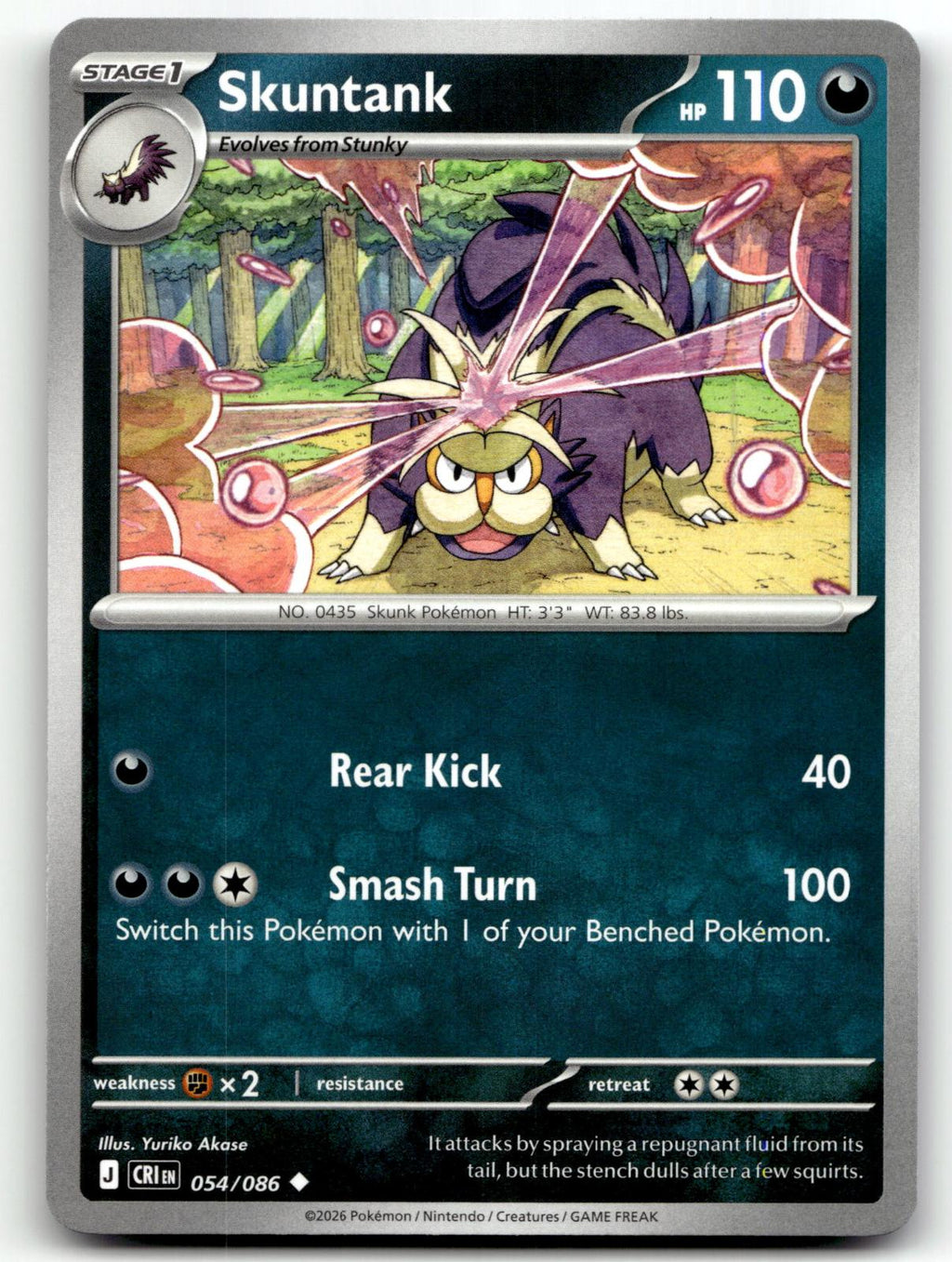 Skuntank 054/086 Uncommon Chaos Rising Pokemon Near Mint